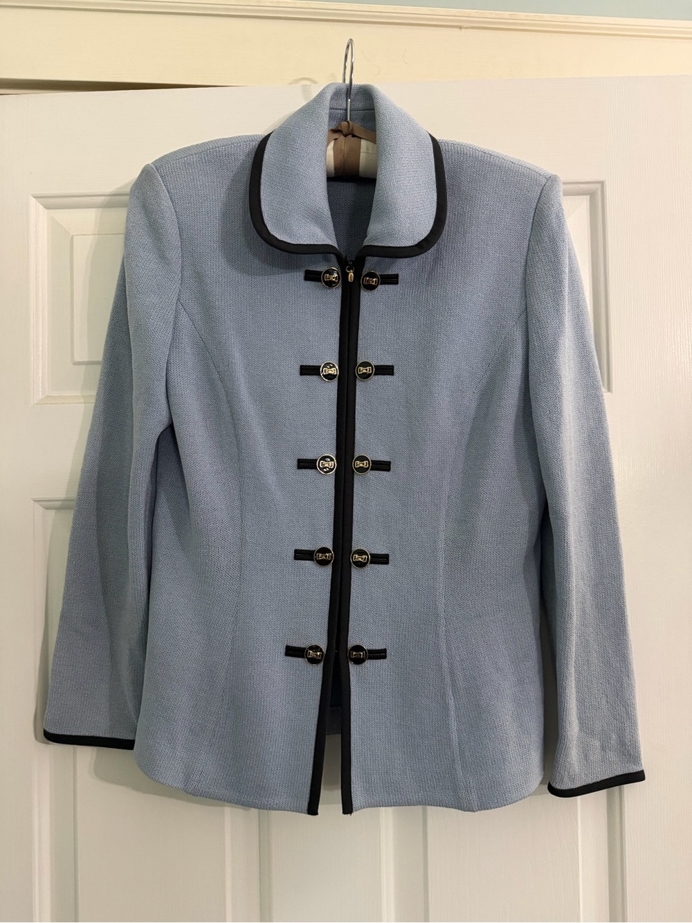St. John Powder Blue Jacket with Black Trim